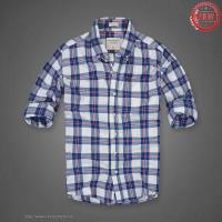 heren abercrombie fitch plaid lang overhemd moose logo wit rood blauw Moose Goedkope 4ppdt787